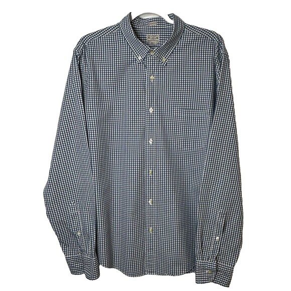 Tailored By J. Crew Shirt Slim Fit Men’s XL Blue Gingham Button Down Long Sleeve - Picture 3 of 13